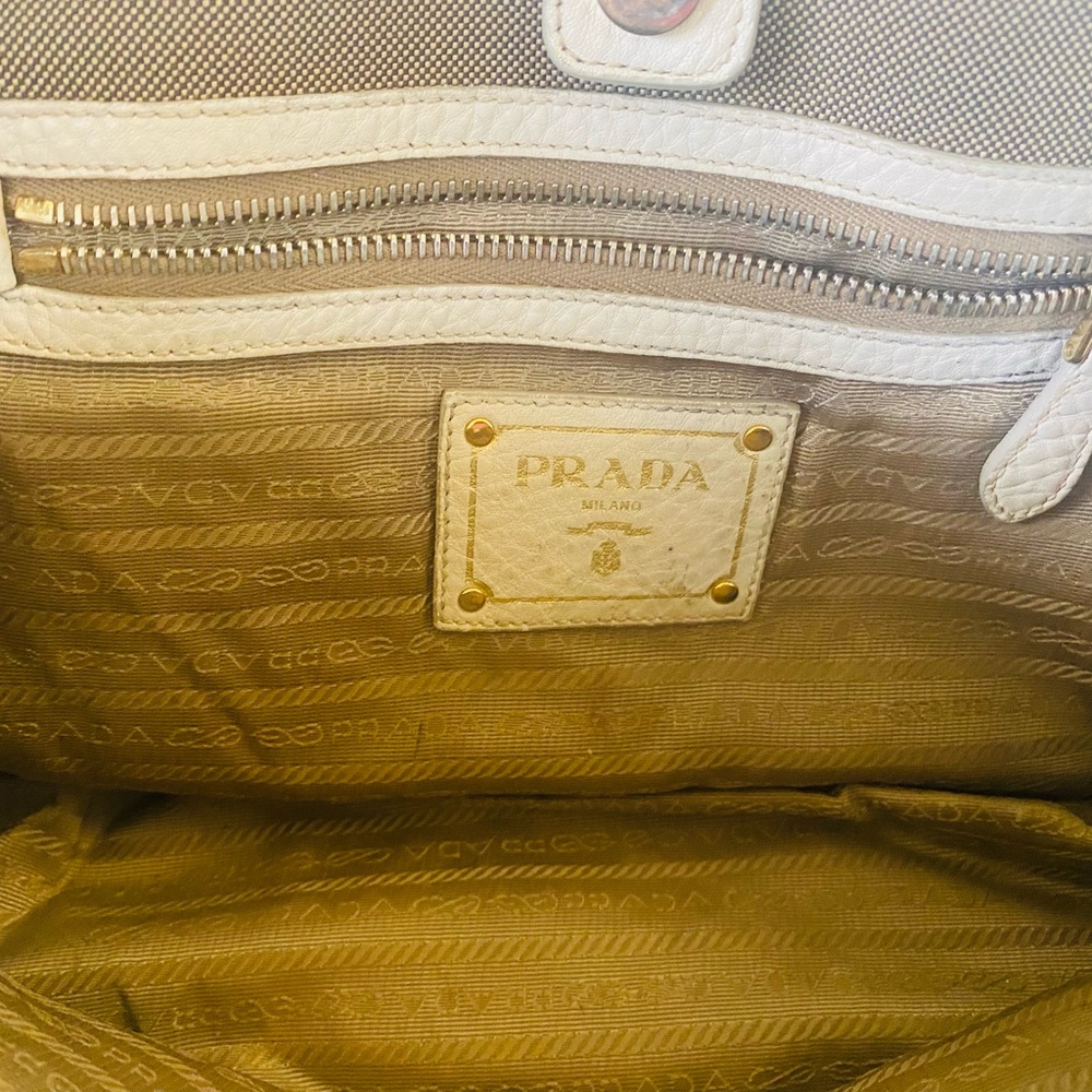 AUTHENTIC PRADA logo convertible tote canvas with leather medium - Picture 13 of 16